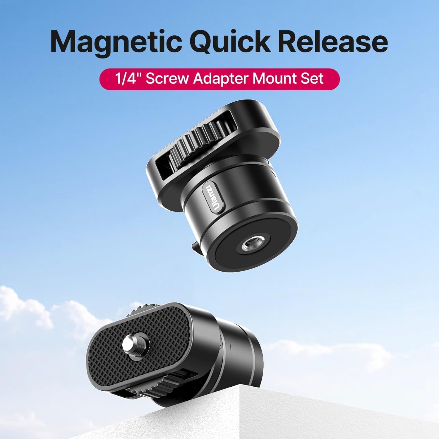 ULANZI Adaptador Go Quick II a 1/4 pulgadas, base Go Quick II de 1/4 pulgadas, tapa de liberación rápida, compatible con Go Quick II Selfie Stick/Tripod/Monopod/Cámara compacta/teléfono móvil/luz de