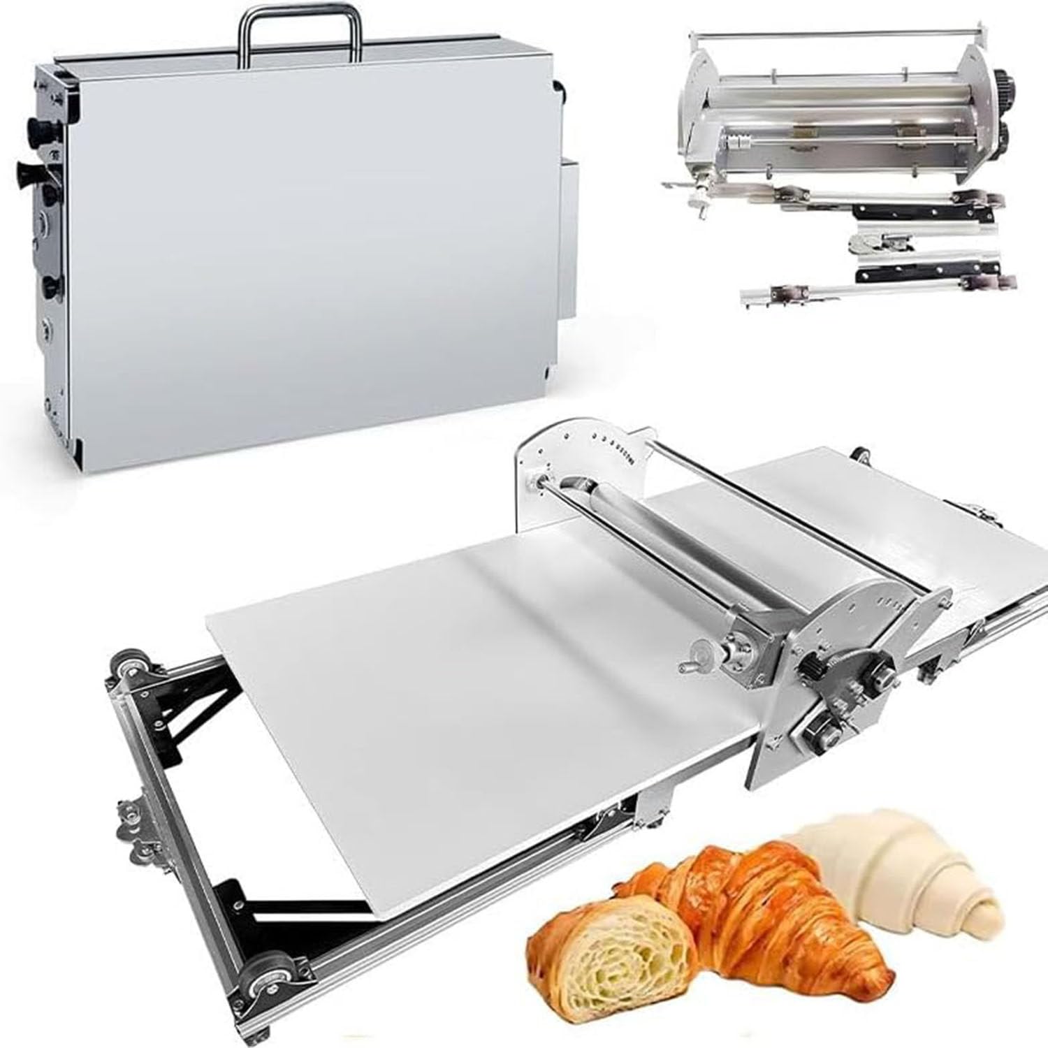 Sfogliatrice e laminatrice Professionale elettrica per Pasta, inversione Automatica avanti/Indietro, Spessore Regolabile per Croissant, Torte e Pasta sfoglia