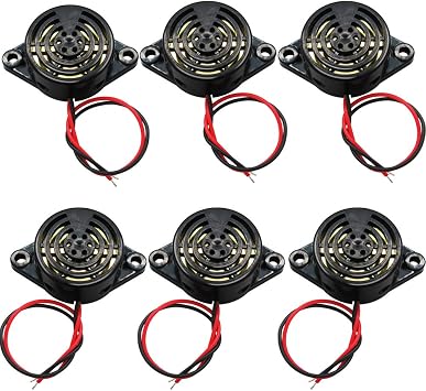 mxuteuk 6pcs DC 3-24V Wired Electronic Buzzer Alarm Sounder Speaker Intermittent Beep Tone SFM-27-II
