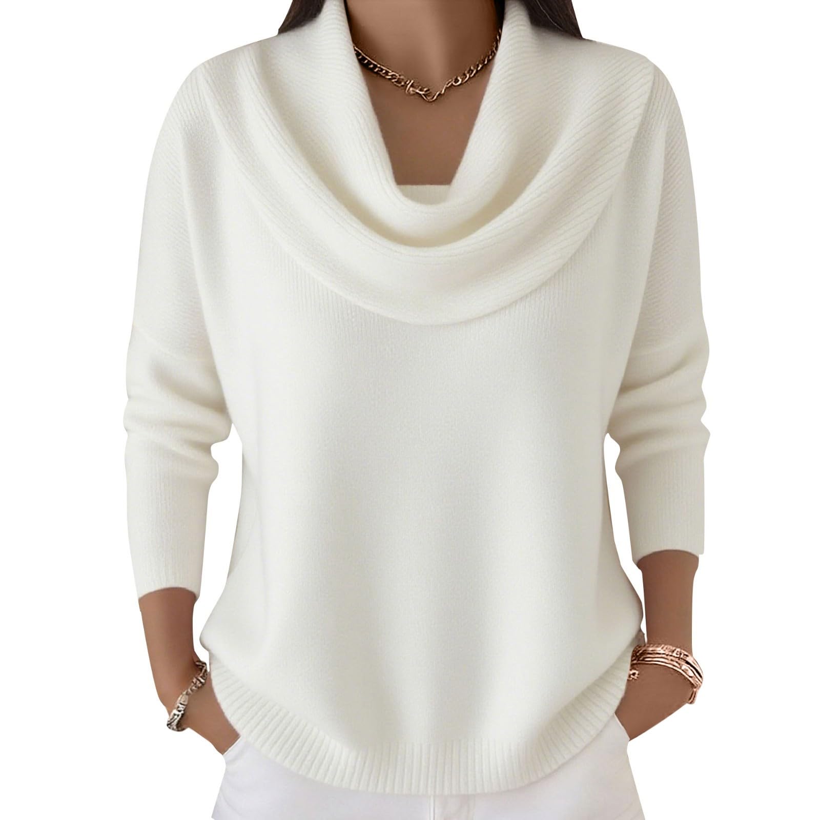 Sweater for Women Cowl Neck Long Sleeve Tops Knit Soft Oversized Pullover Sweaters Fashion Warm Winter Outfits