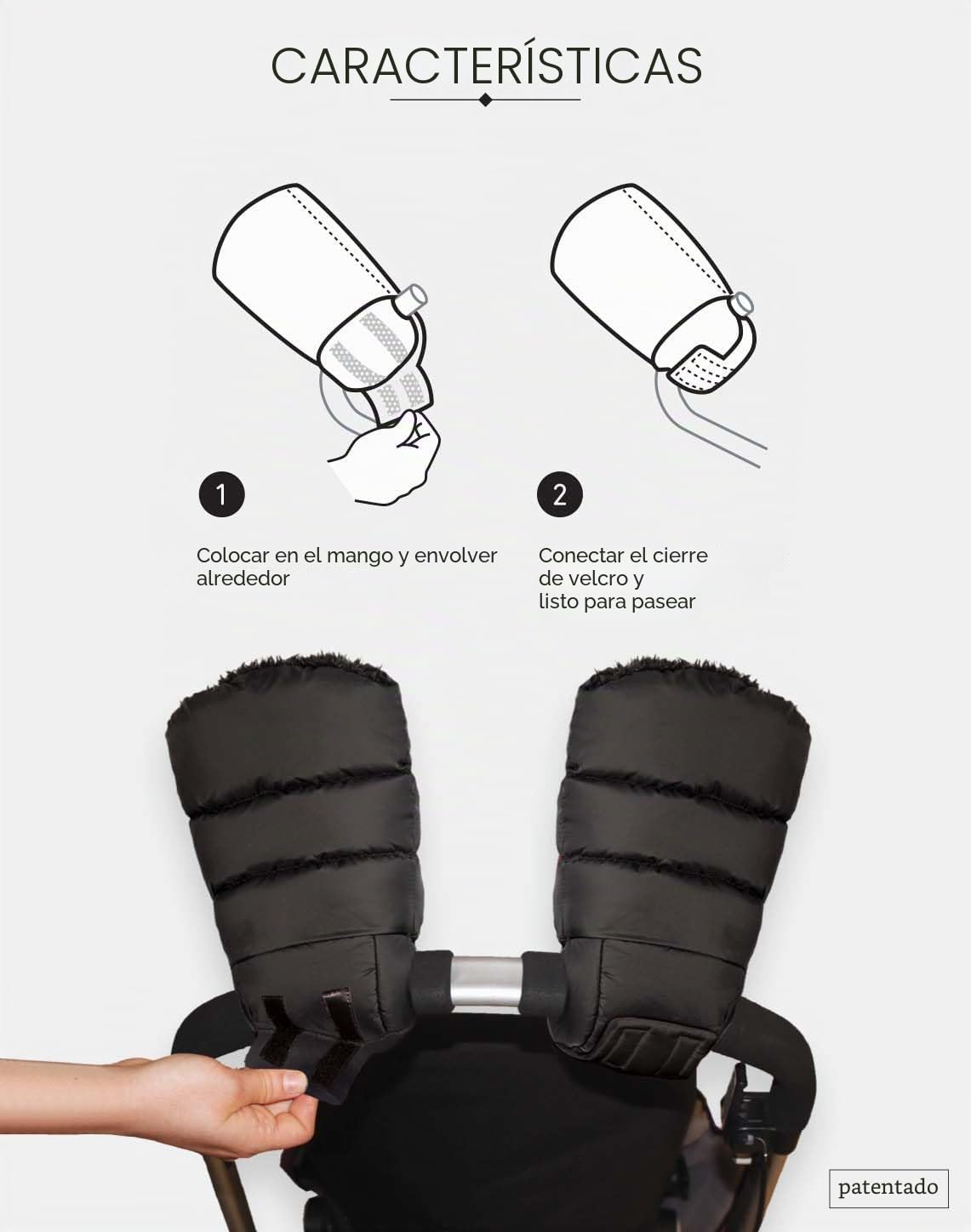 7AM Enfant Cochecito Warmmuffs – Polar calentadores de manos con anticongelación, clima frío, repelente al agua y guantes de mano calientes para cochecito y barra de asiento de coche