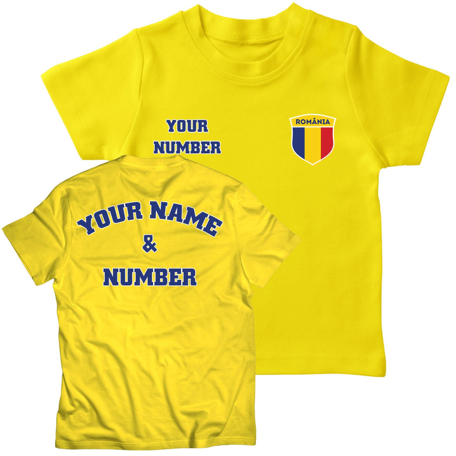 Maglietta da Calcio per Bambini | Maglia Personalizzata con Il Tuo Nome e Numero | T-Shirt per Ragazzi Romania Calcio 2026