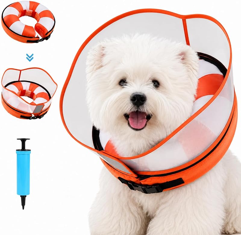 Colar de Recuperação Inflável 2 em 1 para Cães Avont com Escudo Transparente, Modelo AT-08367333