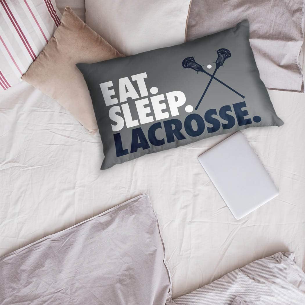 ChalkTalkSPORTS Eat Sleep Lacrosse Pillowcase for Guys | Home Decor | Gray