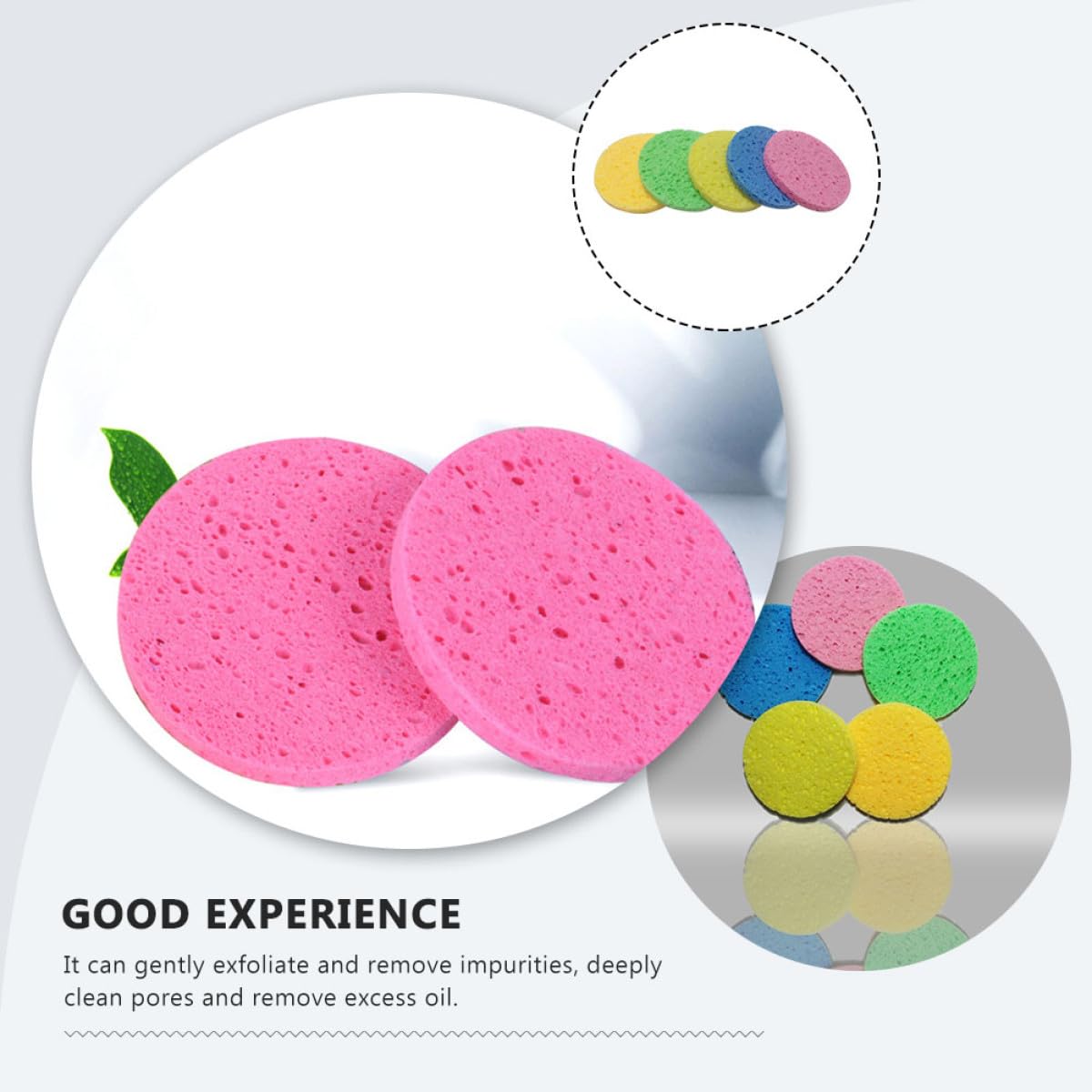 BESTYASH Spugne Struccanti Viso Morbide in Spugna 50 Pezzi 8mm Spugnette Esfolianti Multicolore per Detergente Viso Riutilizzabili per Pulizia Quotidiana e Make-up
