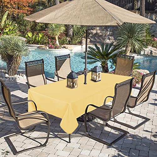 Fitable Table Cover Outdoor And Indoor Tablecloth - Washable Waterproof Wrinkle Free Table Cloth With Zipper And Umbrella Hole For Spring/ Summer/ Party/ Picnic/ Bbqs/ Patio Yellow 60X84 Inch #TOP1