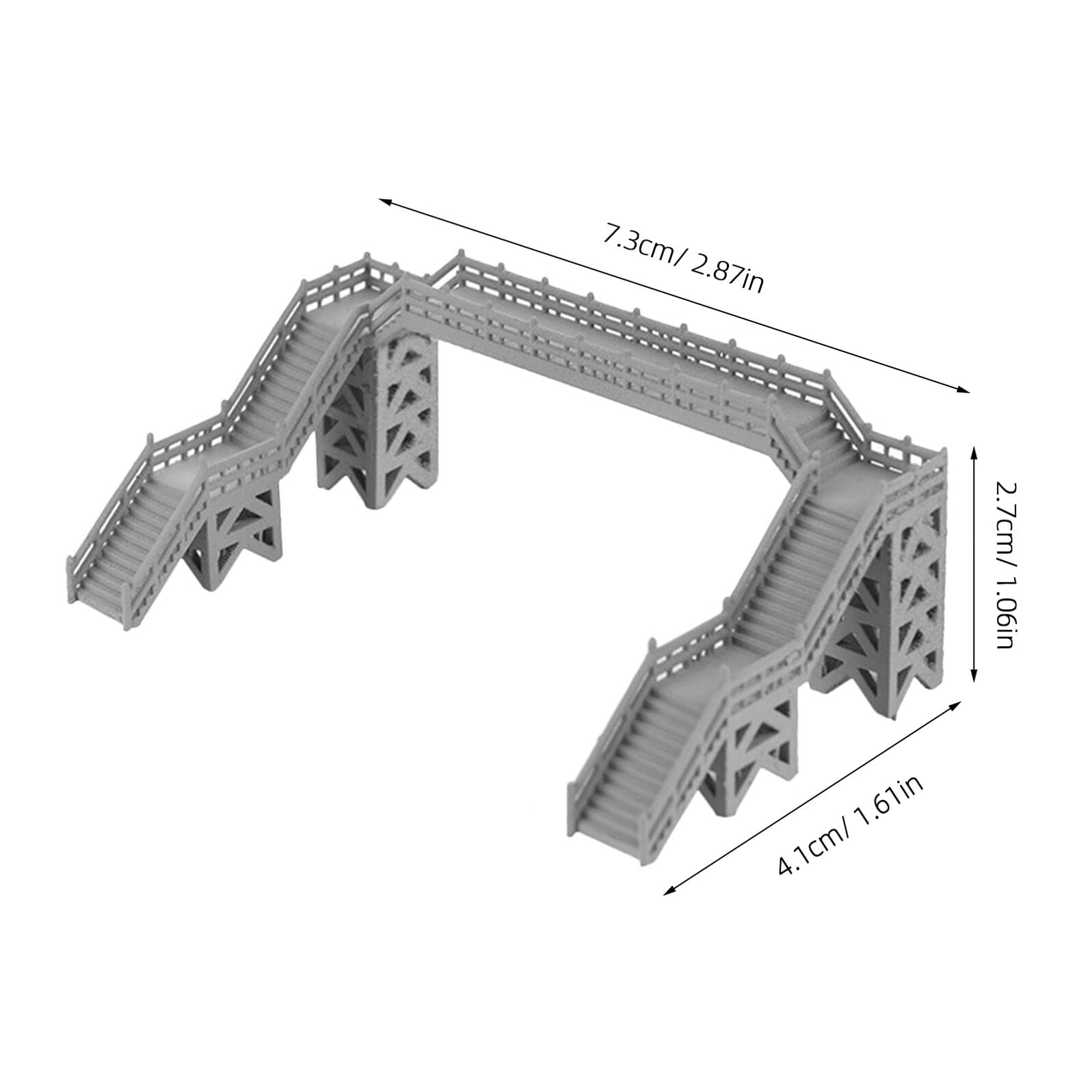 VILLCASE Footbridge Model for n Scale Model Railway Overhead Diy Building Home Decor Table Accessory, Grey, 7.3X4.1CM - Image 2