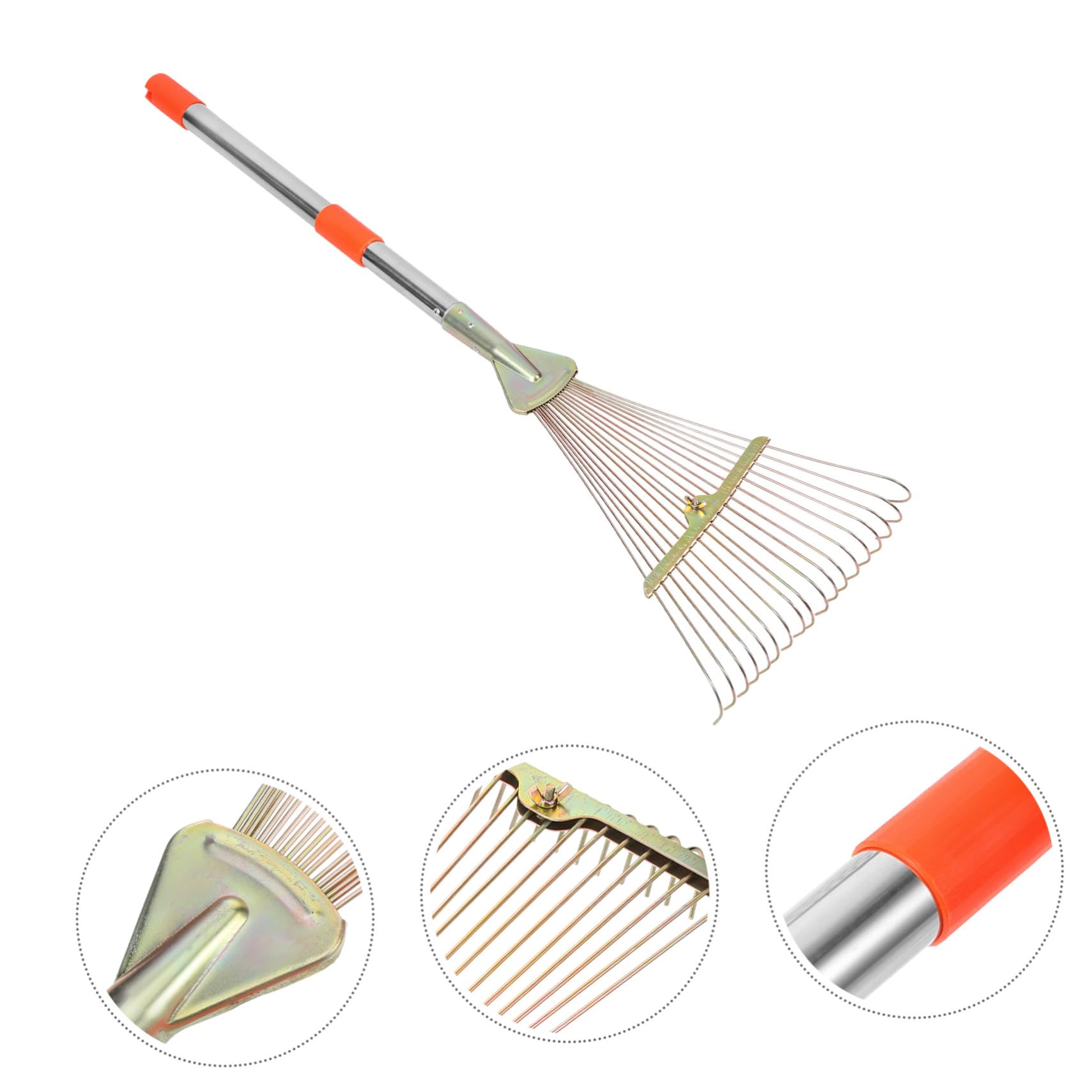 SUPVOX Rastrillo de Hojas para Césped 18 Dientes de Acero Inoxidable, Herramienta Portátil y Retráctil Adecuado para Jardinería en Casa y Exteriores