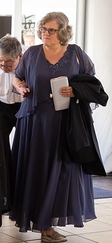 Miniatura 5 de GARDOM Vestidos de noche de gasa de manga larga para mujer, vestidos formales de dos piezas para madre de la novia para boda con chaqueta