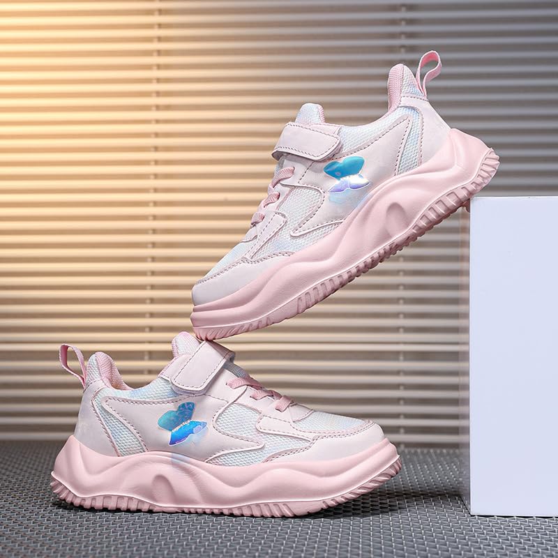 Kids Sneakers for Girls - Low-Top Sports Shoes with Elastic Band, PU Upper & Fabric Insole - Solid Color All-Season Footwear for Running, Hiking, Casual Outdoor Activities Round Toe EVA Sole Sneakers2