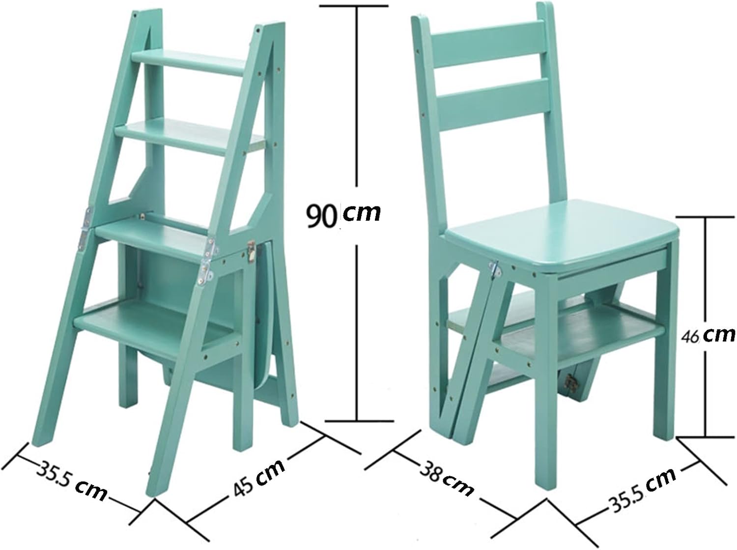 Ladder Chair Wooden Folding Convertible 4 Tier Folding Step Ladder Ladders Display Stand for Home Stool and Storage Shelf (Color : C, Size : 90 * 35 * 45CM)