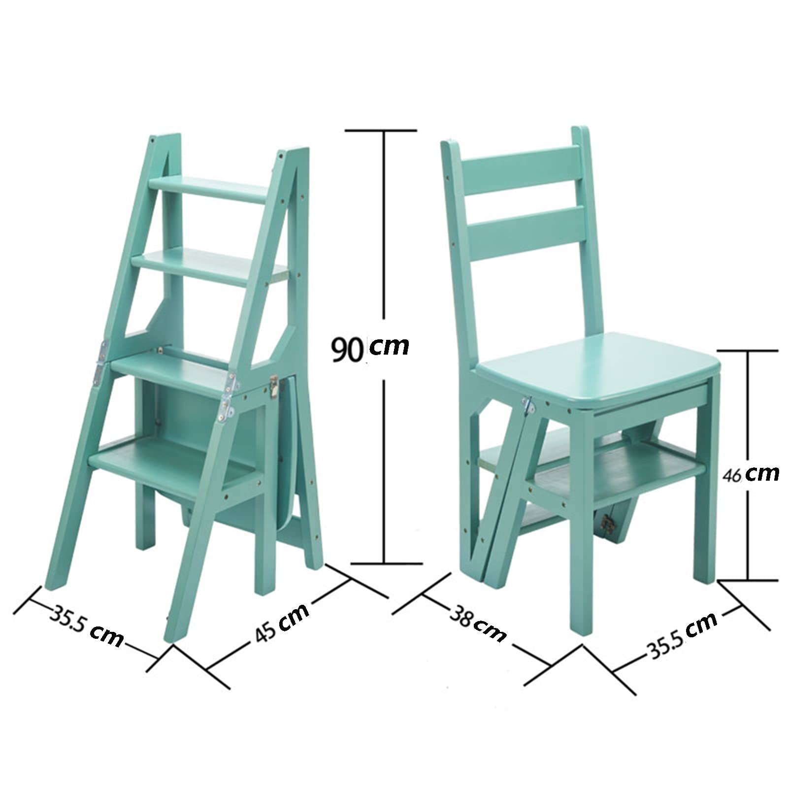 Silla De Escalera Plegable De Madera Convertible De 4 Niveles Escalera Plegable Soporte De Exhibición para Taburete De Casa Y Estante De Almacenamiento (Color : B, S : 90 * 35 * 45CM)