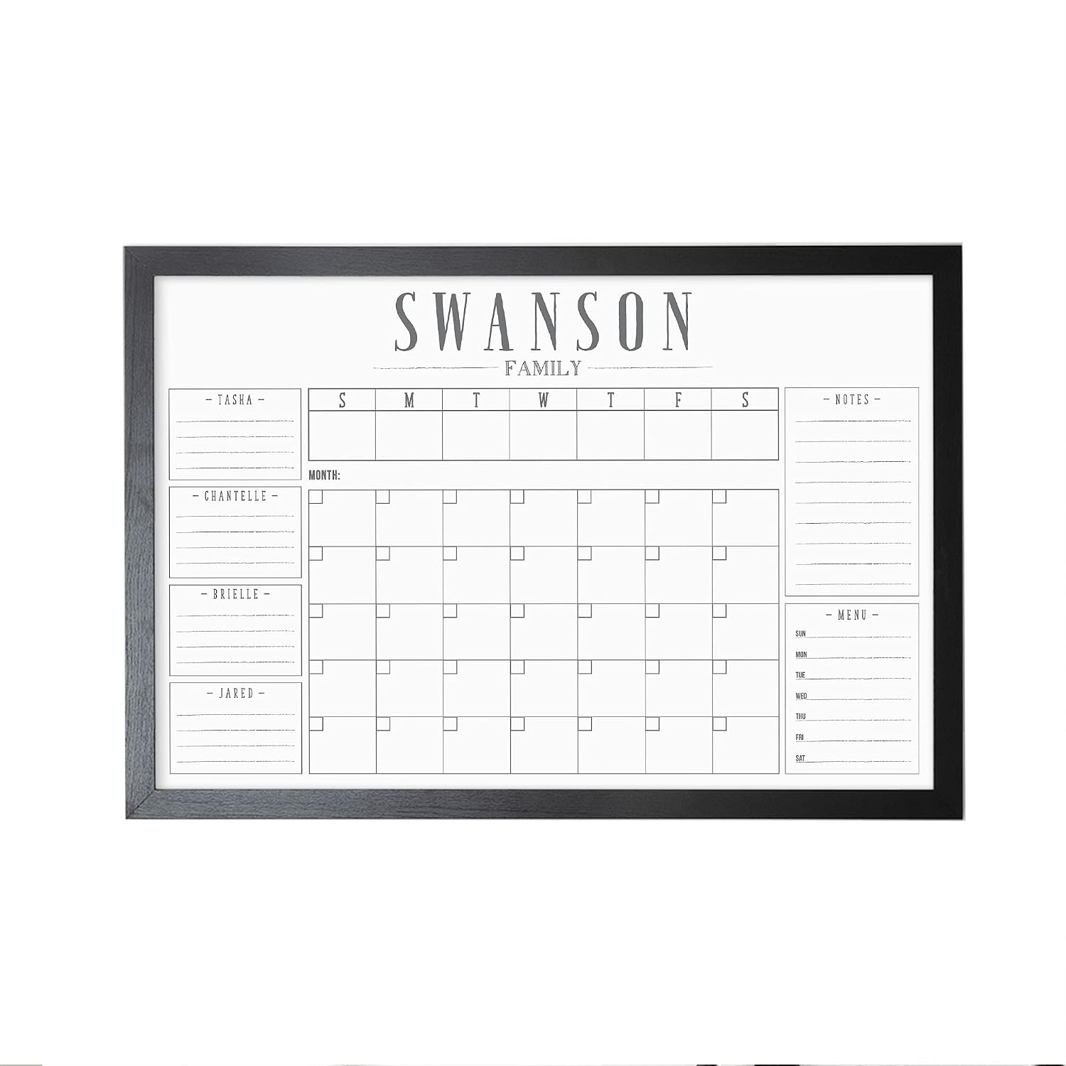 Amazon Personalized Monthly Wall Calendar 24x36 Dry Erase Framed