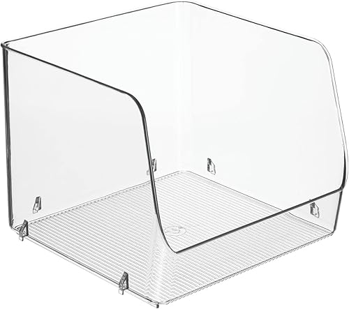 Miniatura 8 de mDesign - Cesta organizadora de plástico apilable con frente abierto. para armarios de cocina, despensa, oficinas, dormitorios y baños, 8.5pulgadas