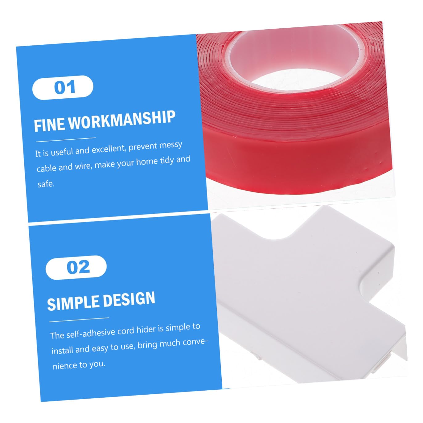 DOITOOL Ocultador De Cables Autoadhesivo Canaletas PVC 40mm Kit De Canalización Diseño Simple y Útil