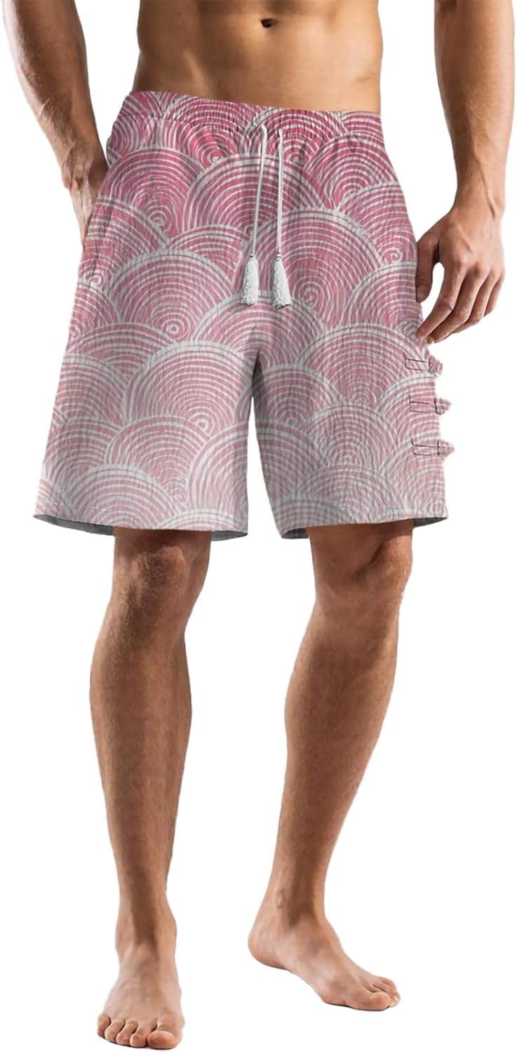 MARSVOVO Mens Shorts Casual Elastic Waist Drawstring Summer Trousers with Pockets Street Wear Outdoor Vacation Pants