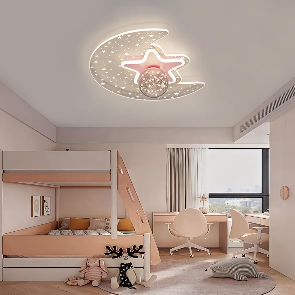 Stesulfr Ceiling Light Creative Children's Room Dimmable LED Ceiling Lighting with Remote Control Chandelier Moon Shape Ceiling Lamp Modern Decorative Lighting Fixture Suitable for Boys Girls Bedroom โ image 1