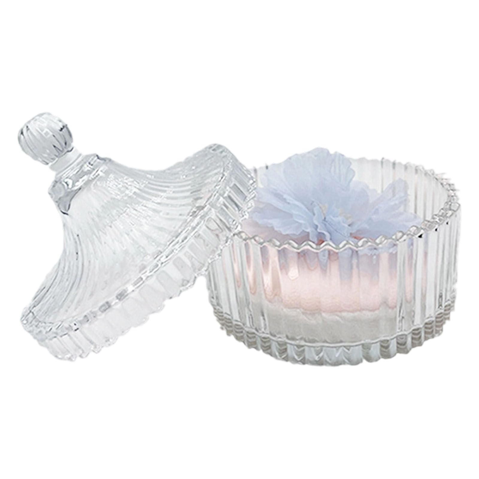 Jazuaiao Gentle Gentle Powder Breath and Clear Glass Container with Blossomy Accent for Cosmetic Organization Lidded Visible Planner
