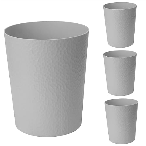 Bath Bliss Cubo de basura con diseño martillado, parte superior abierta redonda, 10 litros, papelera de baño, cocina, oficina, dormitorio, plástico