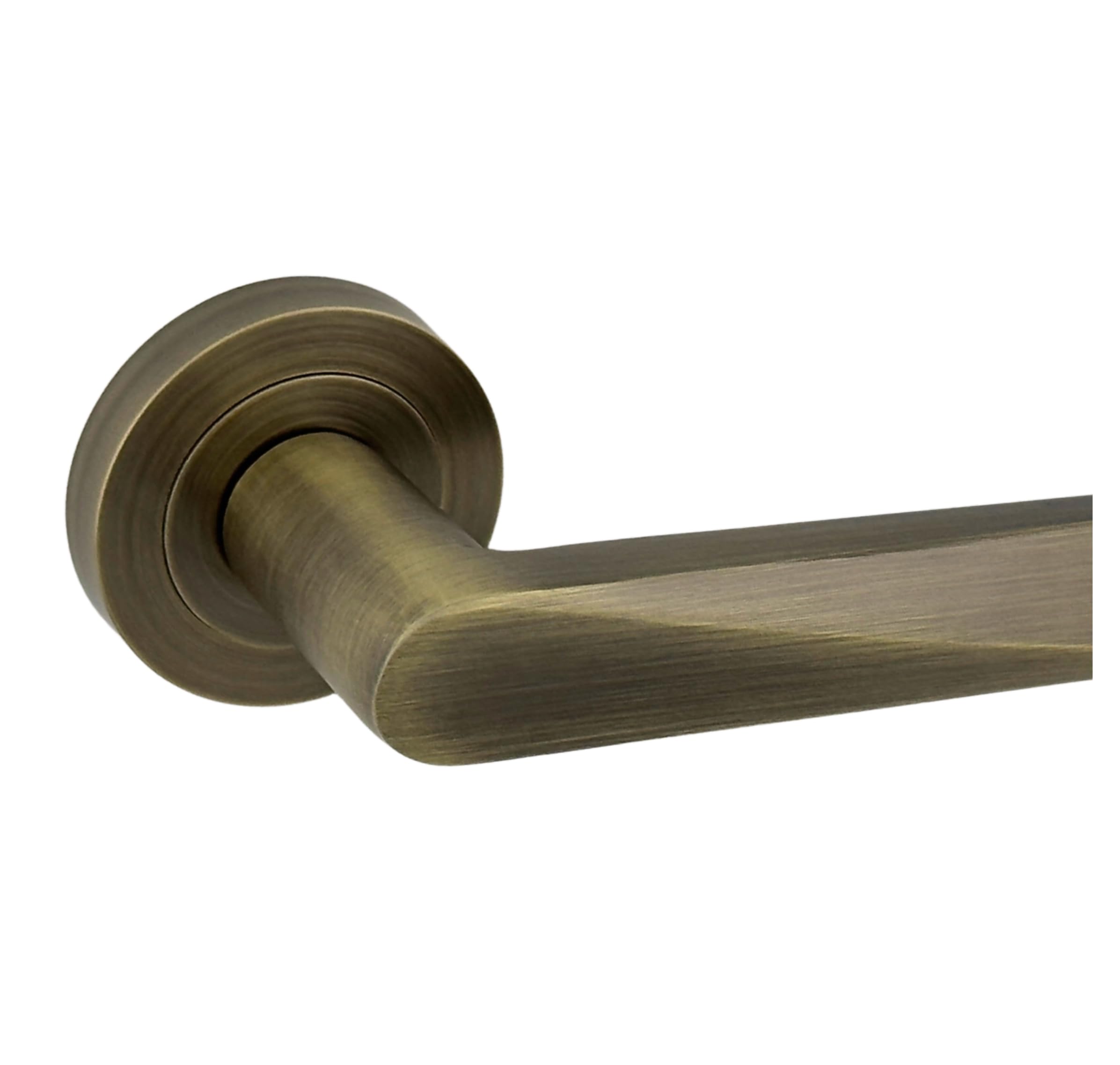 AXS Hardware Detroit Door Handles on Rose, Aluminium, Antique Brass, 127mm Lever, Concealed Fix, Internal Doors (Antique Brass, Handles)