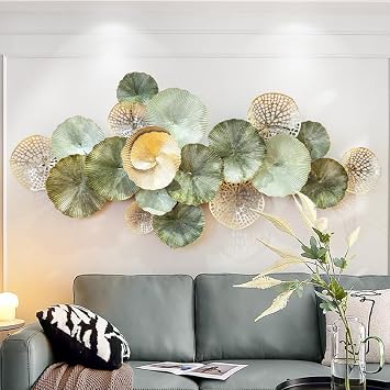ZZYYZZ 53"x 25" Metal Wall Art Decor, Metal Flower Wall Decor, Modern Stacked Leaf Home Decoration, Hanging Metal Wall Sculptures, for Living Room Bedroom