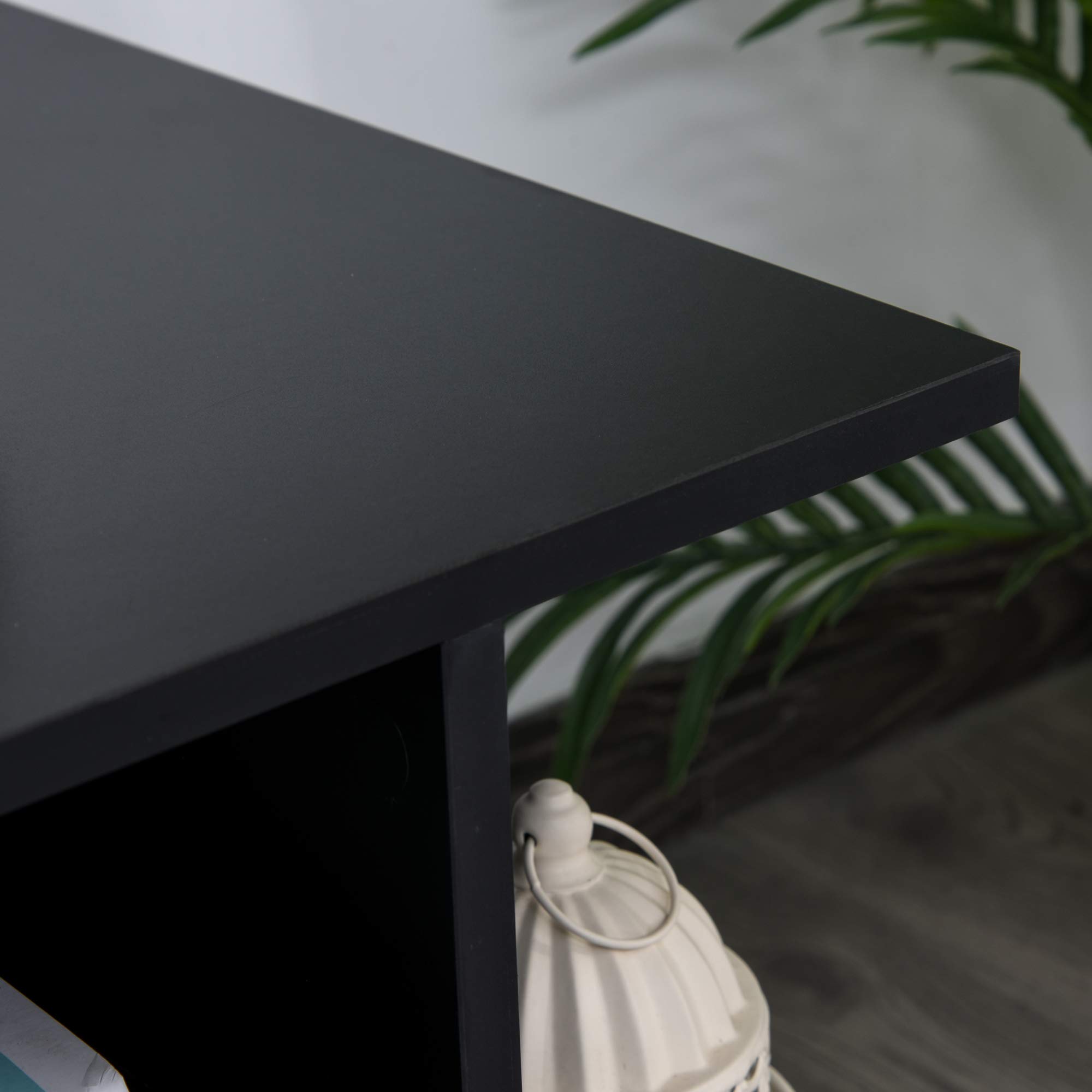 HOMCOM Meuble TV avec roulettes pivotantes, Banc TV en Bois avec étagères, Support télé pour télévision jusqu'à 42 Pouces, Style Contemporain pour Salon Chambre et Bureau, 80 x 40 x 40 cm, Noir