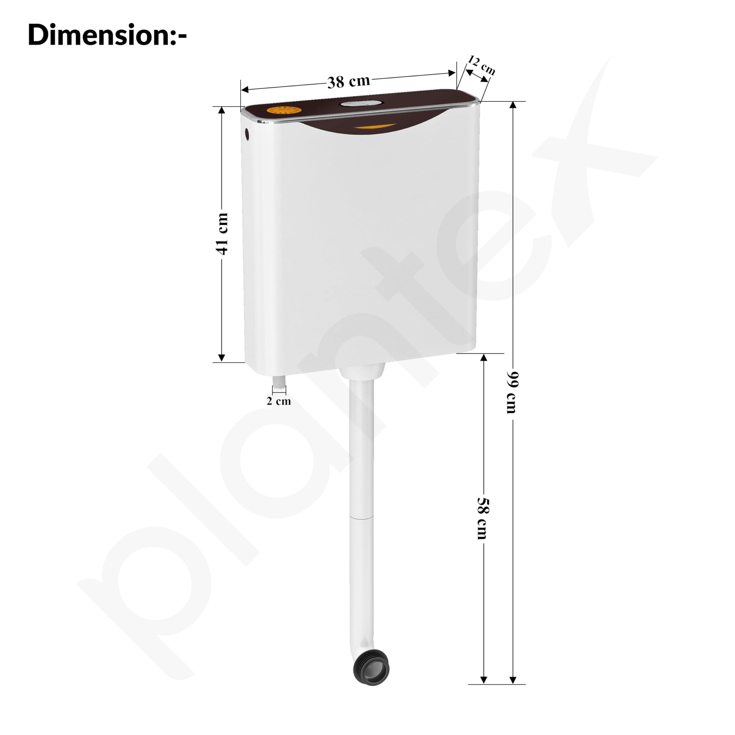 Plantex Flush Tank for Toilet with 10 Ltr Water Capacity/Dual Flushing Cistern for Bathroom/Polypropylene Toilet Flush Tank - Pack of 1 (Boss, Brown & White) 2