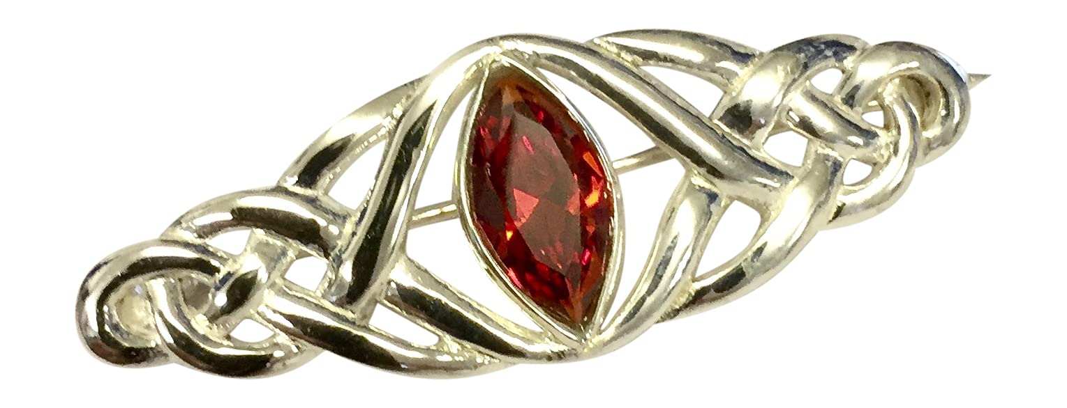 Amore BraccialiSterling Silver Celtic Knotwork Birthstone Design Brooch - January