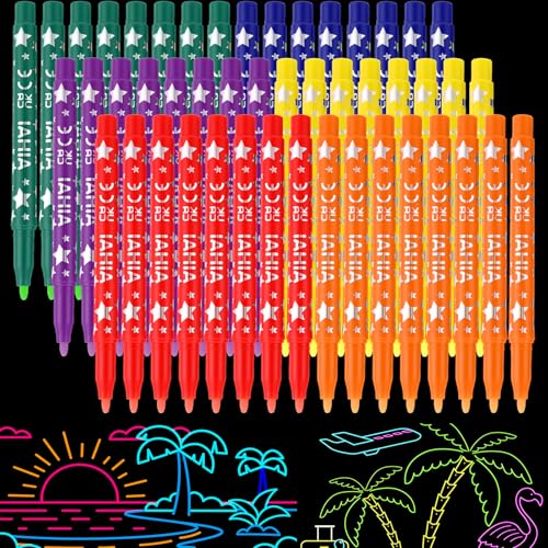 Marqueurs phosphorecents Faccito lot de 48 feutres pour customiser bois et verre facilement