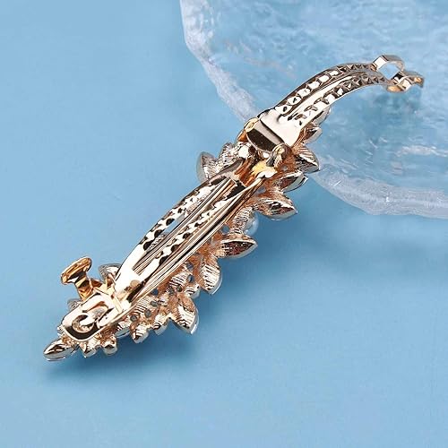 Miniatura 4 de Clip de pelo de perlas de cristal bohemio con diamantes de imitación brillantes, pasadores de pelo de cristal dorado, pasadores de pelo de flores