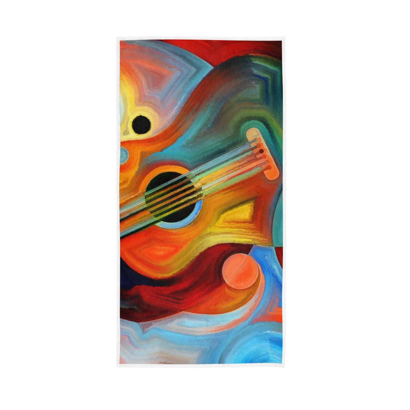 YOUJUNER Hand Towels Abstract Music Guitar Violin Decor Fingertip Soft Face Towel Absorbent Bathroom Kitchen Towels