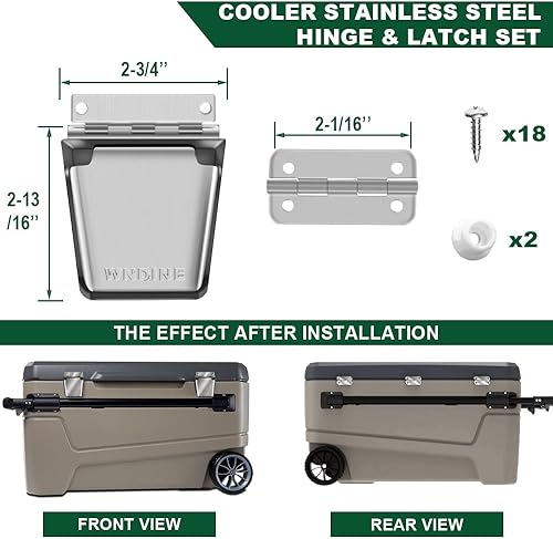 Miniatura 3 de Kit de bisagra y pestillo de acero inoxidable, para piezas de repuesto de enfriador Igloo, bisagras de pecho de hielo, postes de pestillo y
