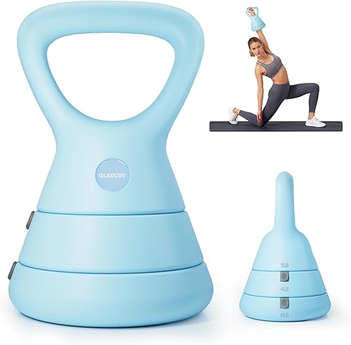 Adjustable Kettlebell, 5lb 9lb 15lb Kettlebell Weights Set, Ergonomic Design & Wide-Handle for Home Gym, Full-Body Workouts Strength Training and