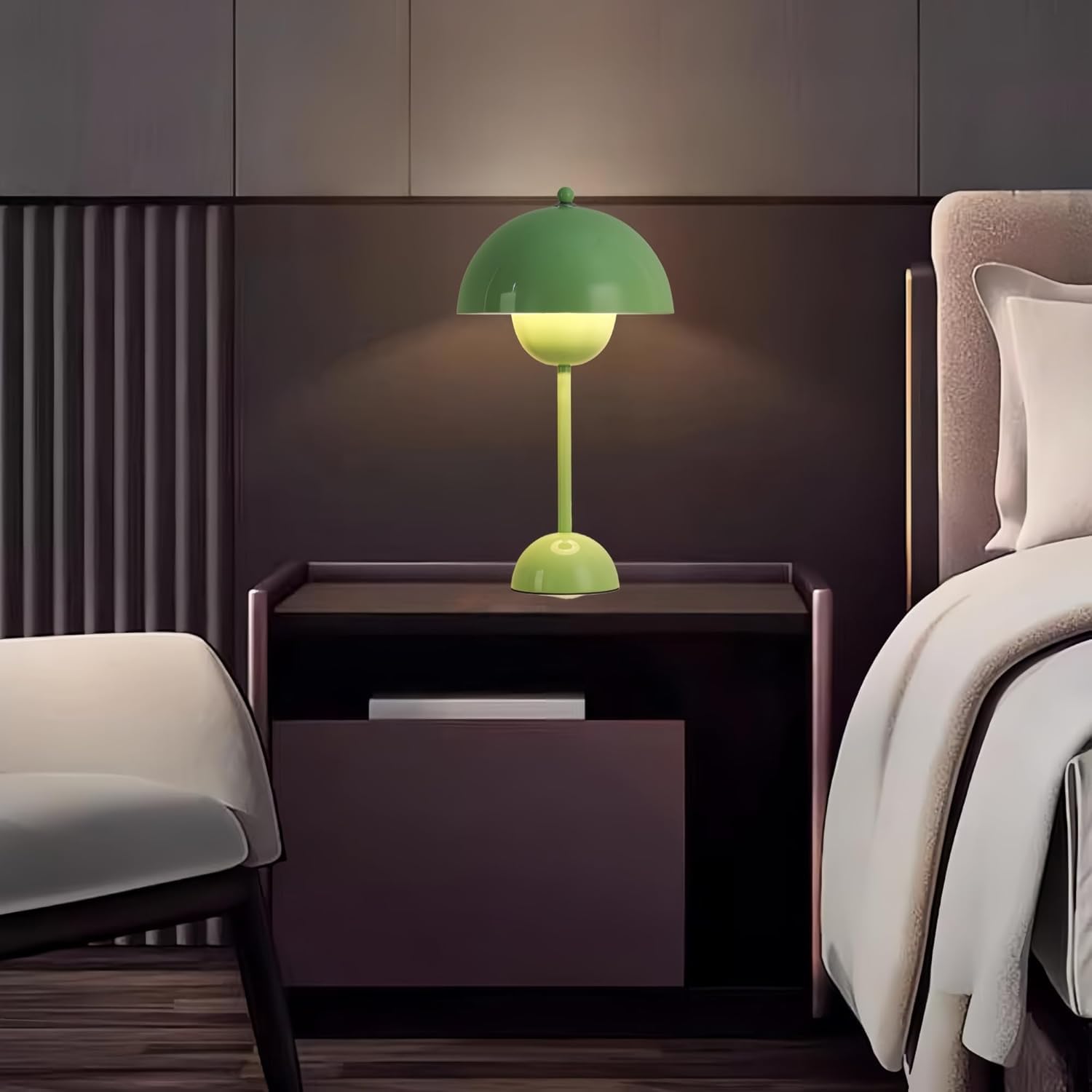 Alpinaluz Tischlampe Grün Avocado E27 Vintage Retro, Indirektes Licht Industrial Minimalistisch, Große Nachttischlampe Design Flowerpot aus Metall für Schlafzimmer Wohnzimmer Esszimmer Büro Dekolampe