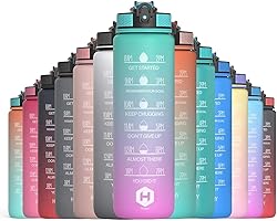 HOMEEX Gourde Sport 1l, Sans BPA Gourde Paille, Motivation Bouteille D'eau Avec Marqueur de Temps, Water Bottle Ouvrir...