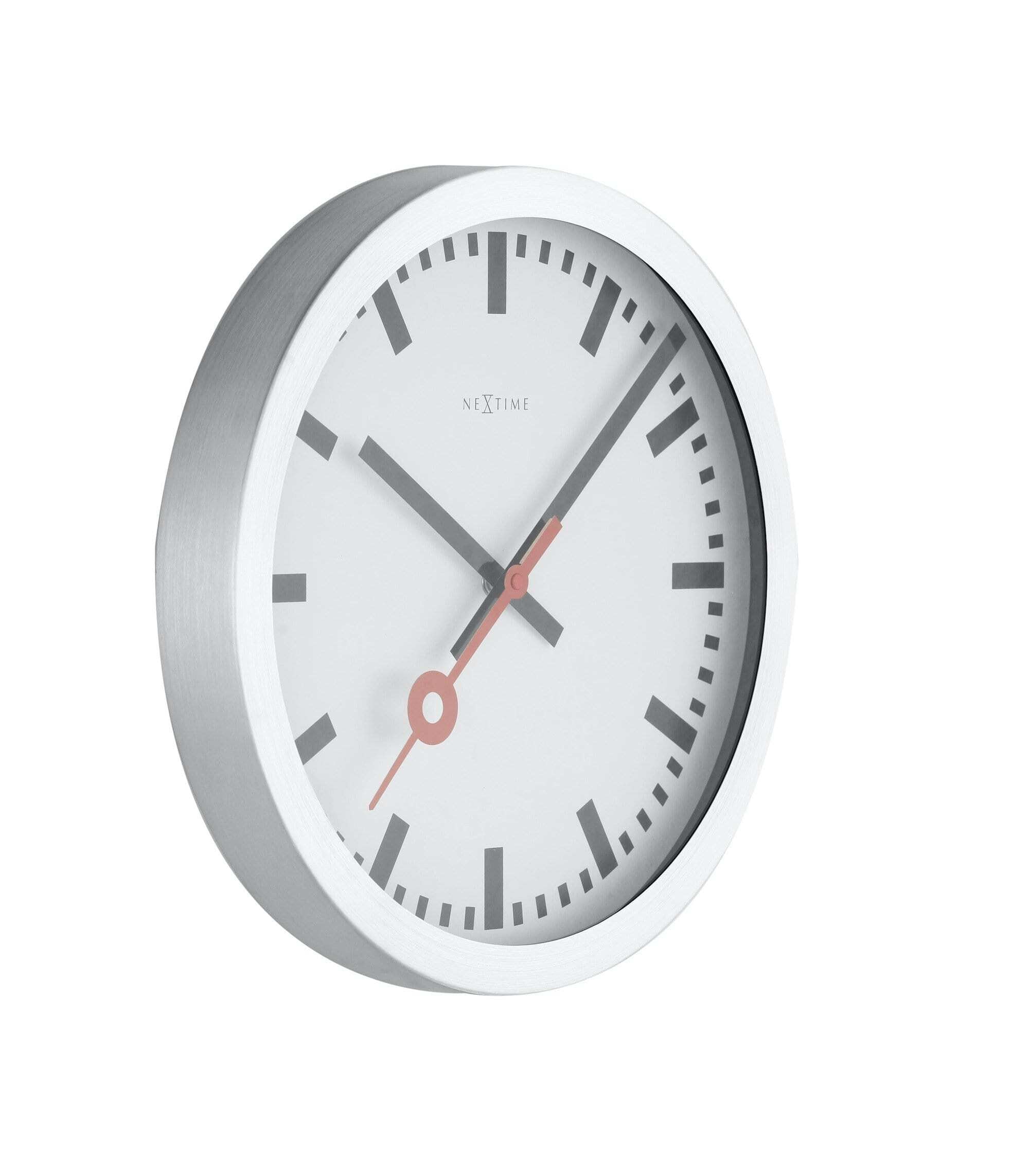 NeXtime Reloj de pared - Estación de trenes "STATION", muy silencioso, blanco, redondo, ø 35 cm