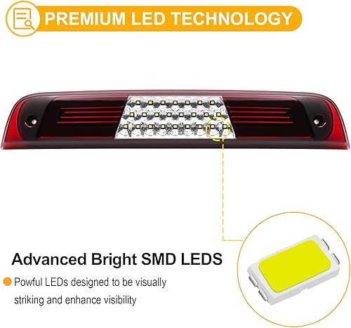 Miniatura 4 de R&F Auto Tercera luz de freno LED de repuesto para RAM 1500 2019 2020 2021 2022 2023 Luces de carga de techo de camioneta de montaje alto con juntas