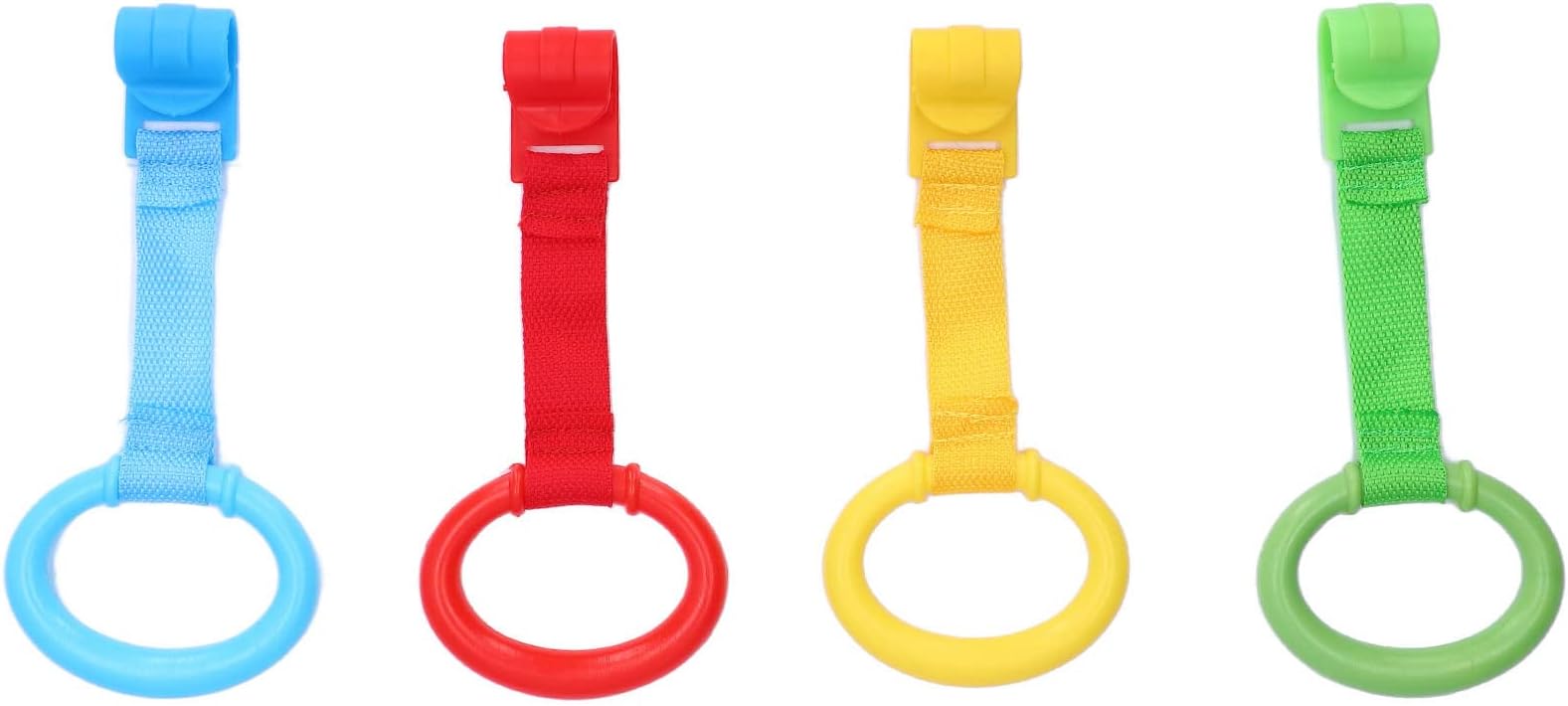 GOEI Baby Pull Up Rings, 4Pcs Baby Crib Pull Rings, Stable Comfort Baby Bed Stand Up Rings in Different Colors, Ergonomic Baby Standing Walker for Kids, Toddler Walking Training