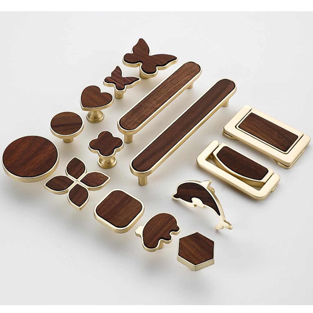 Confezione da 10 pomelli rotondi in noce, con foro singolo da 32 mm, base solida, adatti per cucine, cassettiere, armadi, cassettiere e mobili.