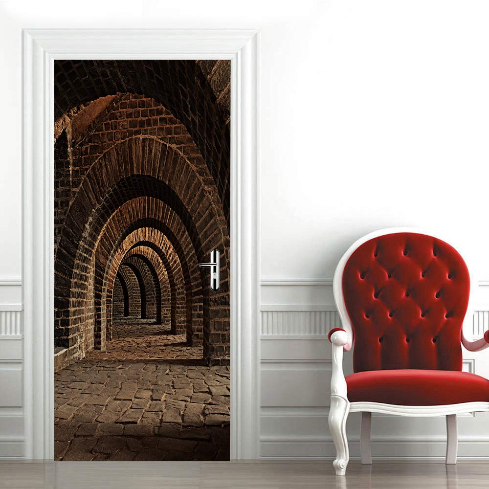 Poster porte trompe l'oeil 3D Les Arches grand format 73x205 cm pour decoration interieure
