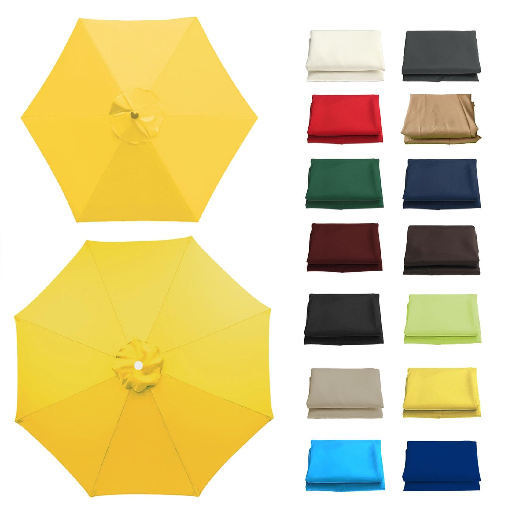 GZDXBF Round Umbrella Canopy Replacement 6 Ribs/8 Ribs, Replacement Parasol Fabric Cover For Outdoor Sunshade Rainproof, Polyester, 200cm 270cm 300cm(Color:Yellow,Size:6 ribs: 2m/6.5ft) — image 1
