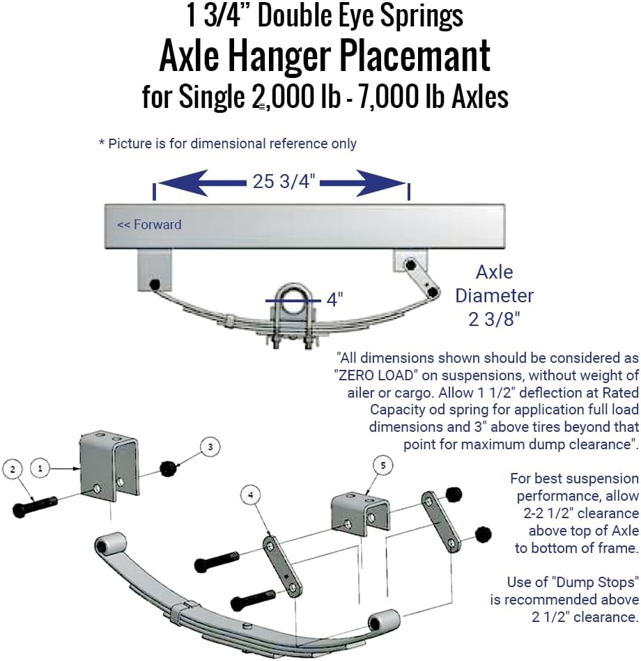 2000 lb Single Axle TK Trailer Kit - 2K Capacity (Original Series), 61" Hubface 46" Spring Center / 5x4.5 Bolt Pattern
