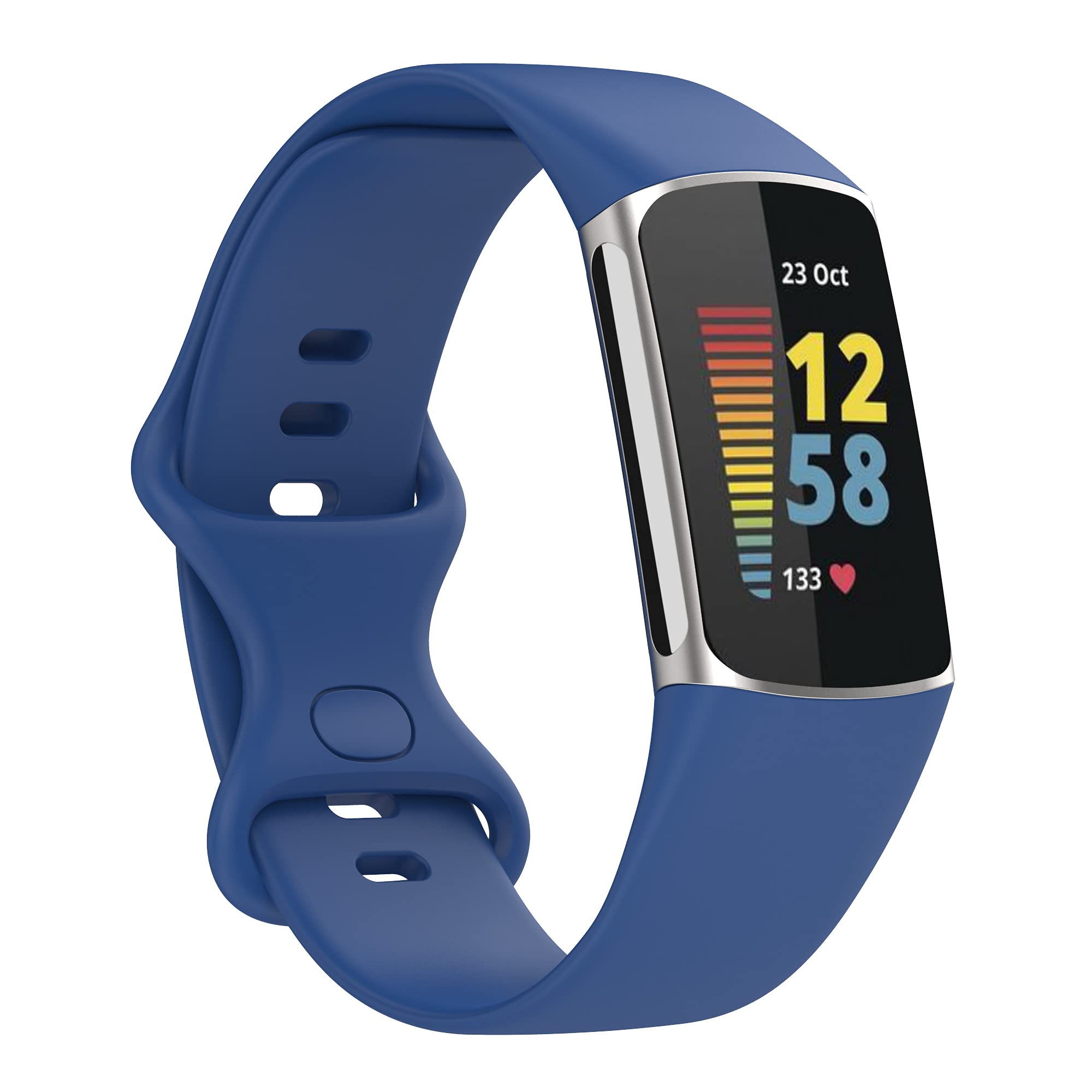 AISPORTS Compatible with Fitbit Charge 6/5 Strap Silicone for Women Men, Soft Flexible Breathable Silicone Sport Wristband Metal Clasp Bracelet Replacement Strap for Fitbit Charge 6/5 Activity Tracker