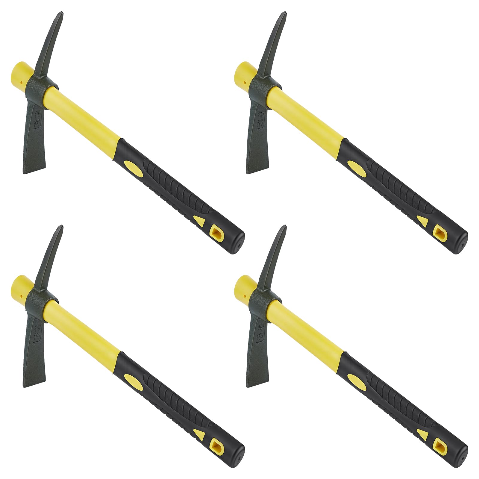 DELORIGIN 4pcs 15inch Pick Mattock Hoe Manganese Steel Mini Pickaxe with Plastic Handle Small Digging Garden Tool for Outdoor Camping Gardening Digging Soil Loosening Weeding and Planting