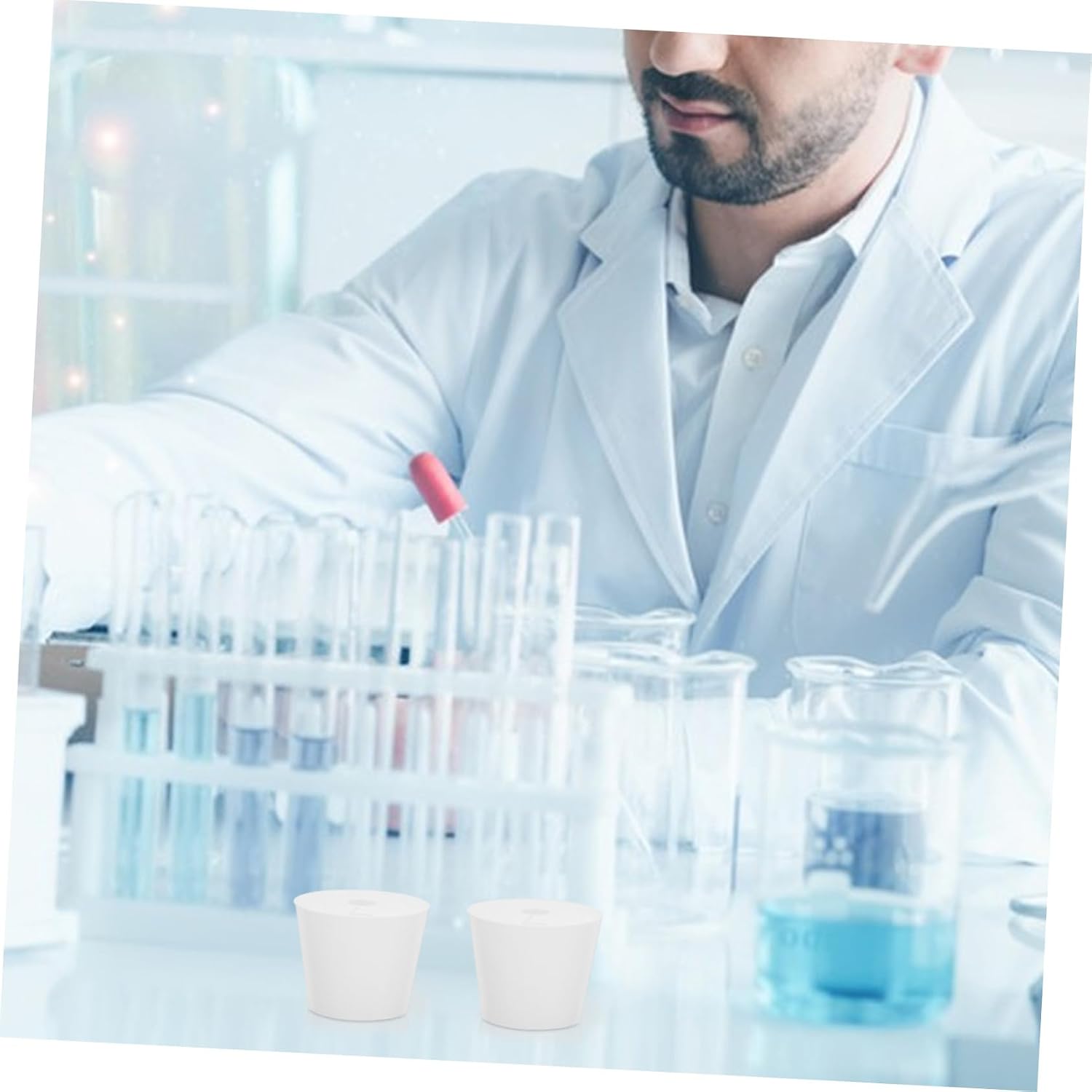 KICHOUSE 5pcs Lab Test Tube Stopper Solid Silicone Plugs Leakproof Tapered for Household Lab