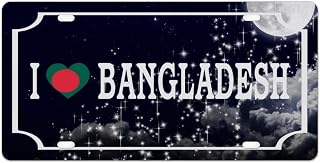 Bangladesh License Plate Travel Souvenir Decorative Metal Car Front Tag License Plates Bangladesh I Love 6x12inch New Car Gift to Women Men