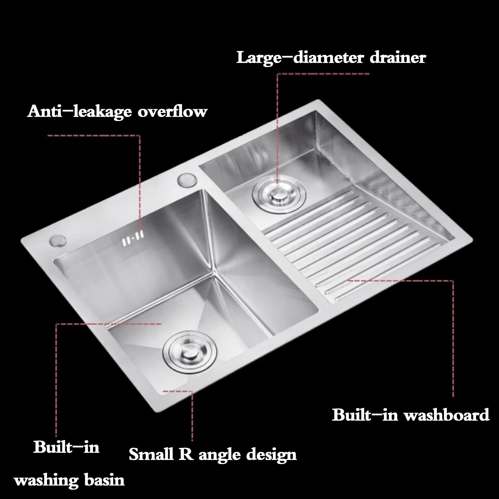 Lavandino per Lavanderia Multifunzione in Acciaio Inox Argentato, sopra Il Piano di Lavoro, con Rubinetto, per Esterni, per Balcone, Bagno (60 x 48 x 22 cm)