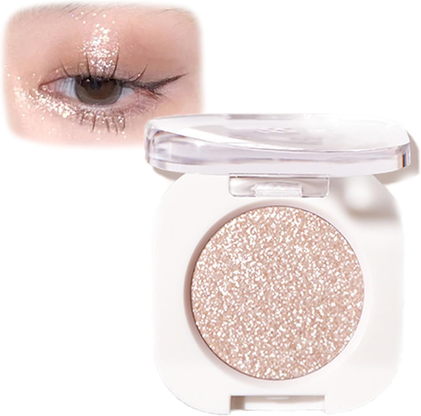 Glitter Eyeshadow Palette - Single Shimmer Eye Shadow Sparkly - Sheer Glow Glitter Eye Make Up for Women Girls - Ultra-fine Powder Multiuse Long-Lasting Waterproof for Festival Crystals Makeup