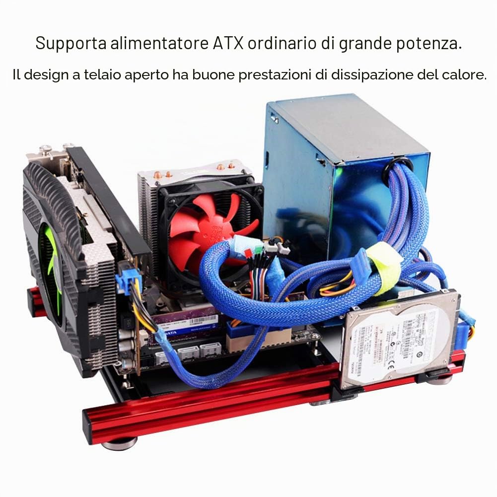 Mini Computer Fai-da-Te Open Rack, Telaio in Lega di Alluminio ITX Scheda Madre Overclock Open Air Frame PC Case per Computer
