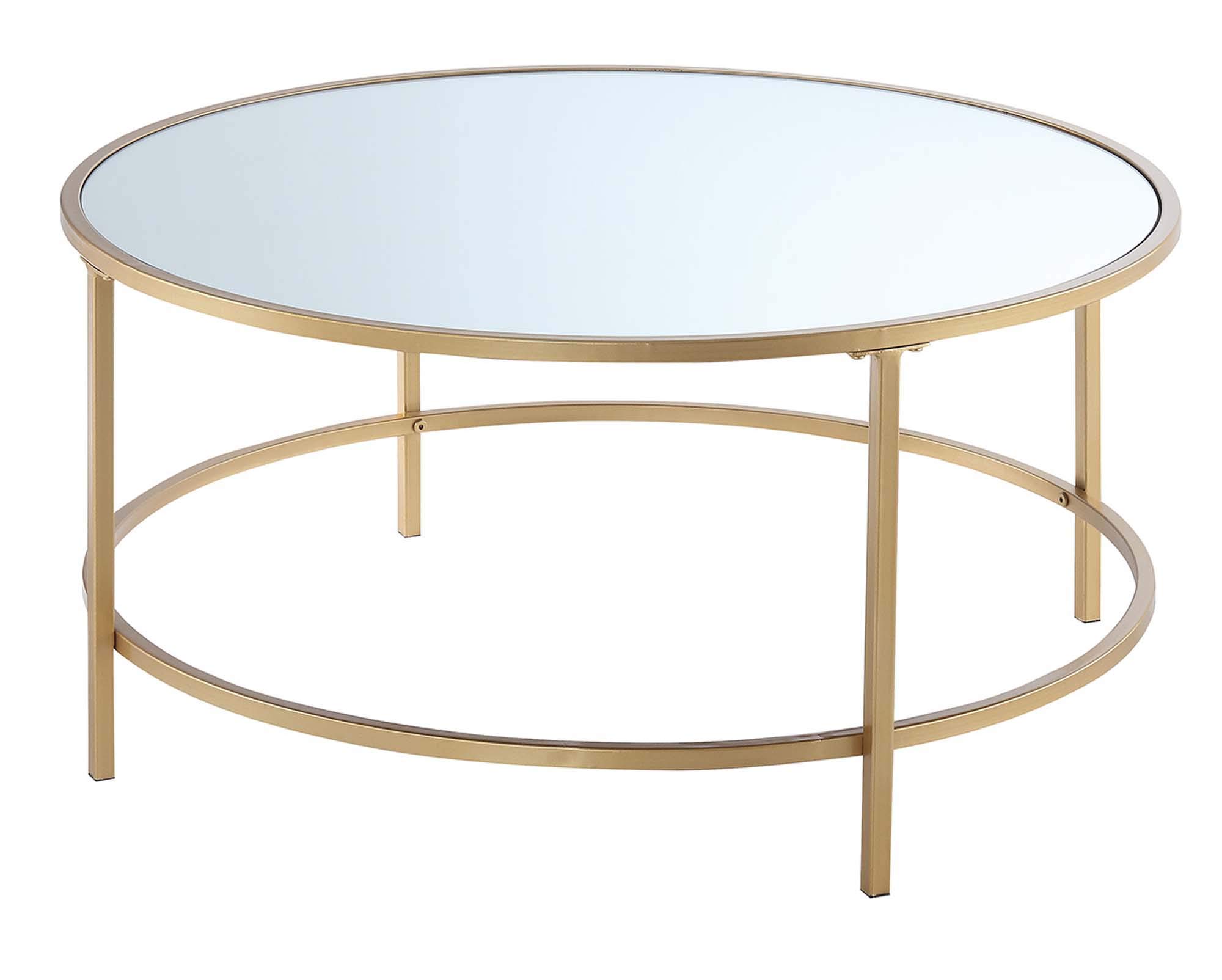 Convenience Concepts Gold Coast Mirrored Round Coffee Table, Mirrored Top / Gold Frame Buy